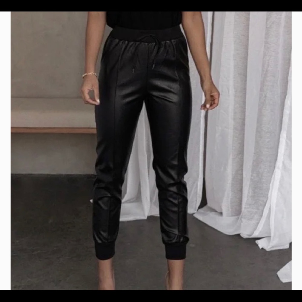 Jluxlabel ghost faux leather joggers black